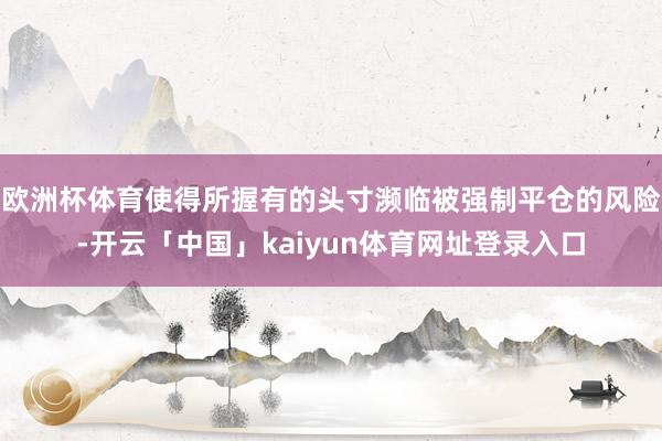 欧洲杯体育使得所握有的头寸濒临被强制平仓的风险-开云「中国」kaiyun体育网址登录入口