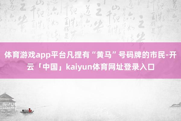 体育游戏app平台凡捏有“黄马”号码牌的市民-开云「中国」kaiyun体育网址登录入口